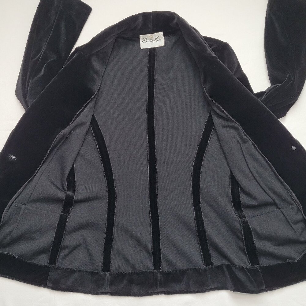 Butte Knit Vintage Black Velvet Blazer Jacket Womens 80s Retro Old Money - Picture 8 of 10